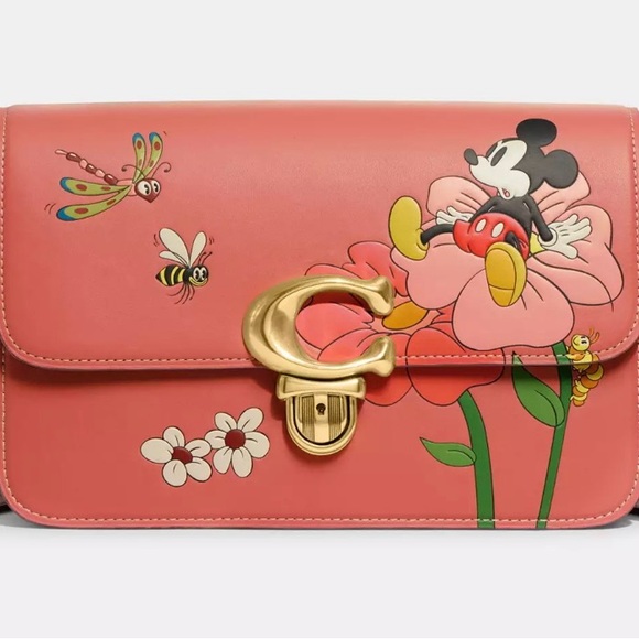 DISNEY X COACH Studio Shoulder Bag With Mickey Mouse And Flowers - Picture 2 of 5